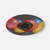 Assiettes En Carton Joyeux anniversaire Retro Chalkboard et Balloons (Angle)