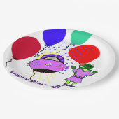 Assiettes En Carton Joyeux Anniversaire Robot Vert Rose Violet vaissea (Angle)