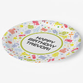 Assiettes En Carton Joyeux anniversaire Rocket Ships Green (Angle)