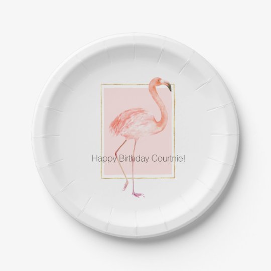 Assiettes En Carton Joyeux Anniversaire Rose De Flamant Rose Zazzle Be