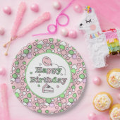 Assiettes En Carton Joyeux anniversaire rose et vert (Fête)