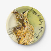 Assiettes En Carton Joyeux Anniversaire Rouge Tabby Chat Whiskers Aqua (Devant)