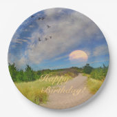 Assiettes En Carton Joyeux Anniversaire Sunset Path To Beach (Devant)