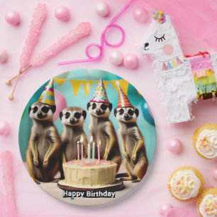 Assiettes En Carton Joyeux Anniversaire Suricate,
