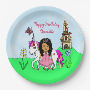 Assiettes En Carton Joyeux Anniversaire Unicorne et Plaques de papier 