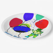 Assiettes En Carton Joyeux Anniversaire Vert Robot Garçon Bleu vaissea (Angle)