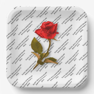 Assiettes En Carton Joyeux anniversaire Votre Motif de texte Rose
