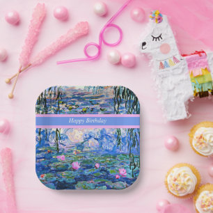 Assiettes En Carton Joyeux Anniversaire, Water Lilies,