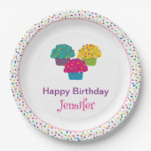 Assiettes En Carton Joyeux Anniversaire Whimsical Frosted Cupcake (Devant)
