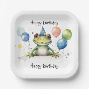 Assiettes En Carton Joyeux anniversaire Whimsical grenouille mignonne