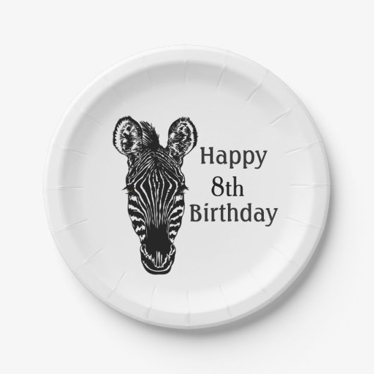 Assiettes En Carton Joyeux anniversaire Zebra w Age (Devant)