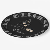 Assiettes En Carton Joyeux arbre de Noël noir (Angle)