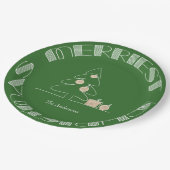 Assiettes En Carton Joyeux arbre de Noël vert (Angle)