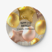 Assiettes En Carton Joyeux Ballons d'anniversaire Parties scintillant (Devant)