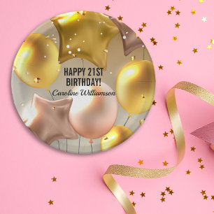 Assiettes En Carton Joyeux Ballons d'anniversaire Parties scintillant 