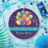 Assiettes En Carton Joyeux ballons d'anniversaire - Personnaliser viol (Fête)