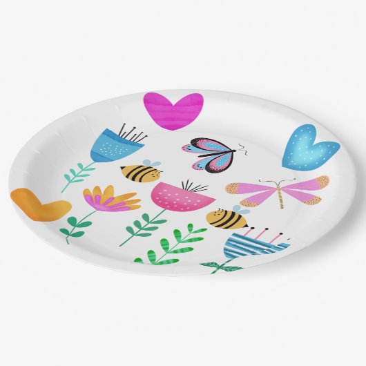 Assiettes En Carton Joyeux Bee Garden (Angle)