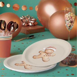 Assiettes En Carton Joyeux biscuit en pain d'épices avec Santa Hat