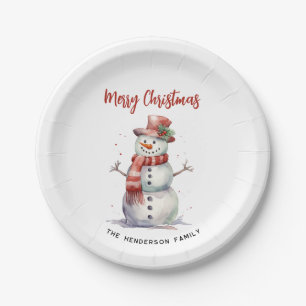 Assiettes En Carton Joyeux bonhomme de neige Joyeux Noël Personnalisé