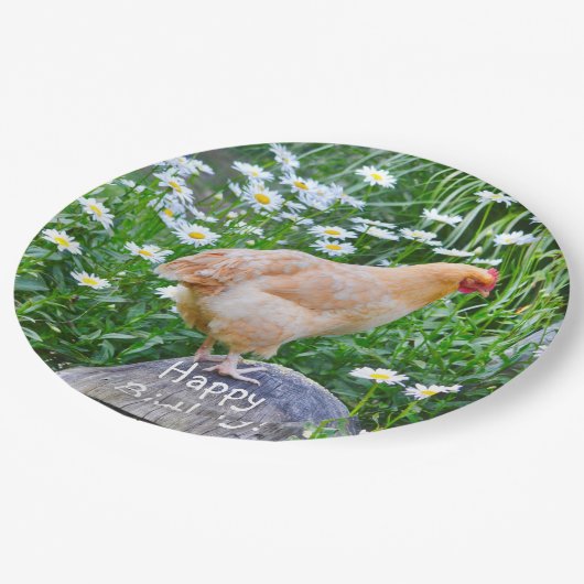 Assiettes En Carton Joyeux bouffon d'anniversaire Orpington poulet (Angle)