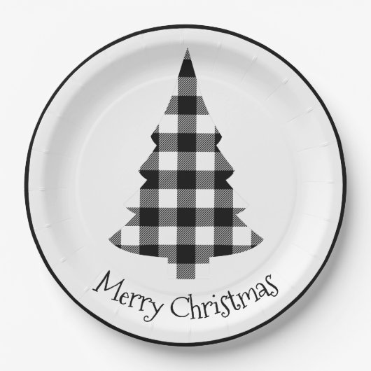 Assiettes En Carton Joyeux Buffalo de Noël Plaid Russe Noël (Devant)