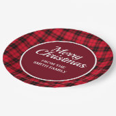 Assiettes En Carton Joyeux Buffalo de Noël plaqué À damiers rouge noir (Angle)