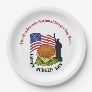 Assiettes En Carton Joyeux burger jour plaques de papier personnalisée