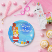 Assiettes En Carton Joyeux cadeau de vacances avec Père Noël | Noël (Fête)