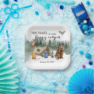 Assiettes En Carton Joyeux Camper Ours de Forêt Anniversaire