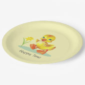 Assiettes En Carton Joyeux canard sur plaque de papier jaune pâle (Angle)