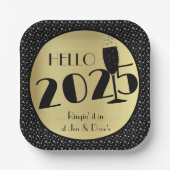 Assiettes En Carton Joyeux Carré du nouvel an (Recto)