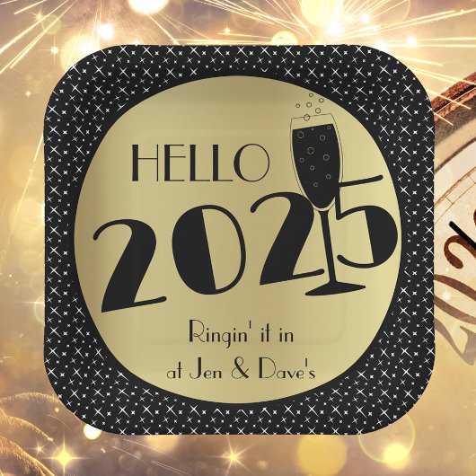 Assiettes En Carton Joyeux Carré du nouvel an