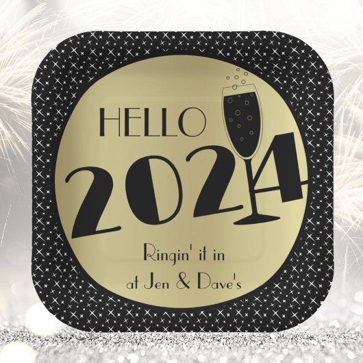 Assiettes En Carton Joyeux Carré du nouvel an