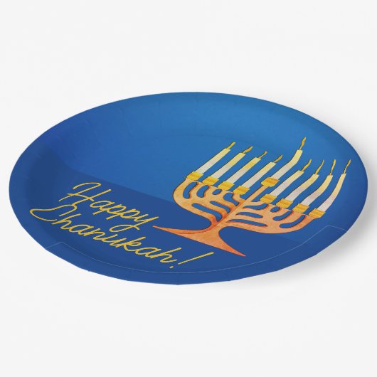 Assiettes En Carton Joyeux Chanoukah ! Menorah (Angle)