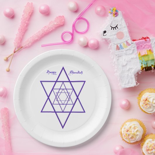 Assiettes En Carton Joyeux Chanukah / Hanoukka en bleu et blanc (Fête)