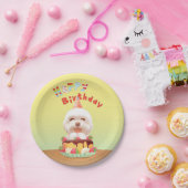 Assiettes En Carton Joyeux chien d'anniversaire avec gâteau (Fête)