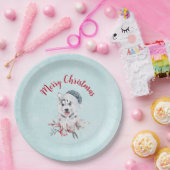 Assiettes En Carton Joyeux Chien Husky Noël dans un chapeau de Père No (Fête)