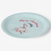 Assiettes En Carton Joyeux Chien Husky Noël dans un chapeau de Père No (Angle)