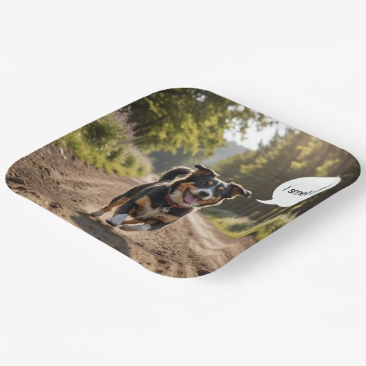 Assiettes En Carton Joyeux Chien odorant gâteau d'anniversaire (Angulaire)