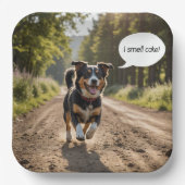 Assiettes En Carton Joyeux Chien odorant gâteau d'anniversaire (Recto)