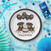 Assiettes En Carton Joyeux chien Rottweiler d'anniversaire (Fête)