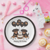 Assiettes En Carton Joyeux chien Rottweiler d'anniversaire (Fête)