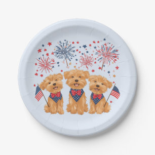 Assiettes En Carton Joyeux Chiens 4 juillet Yorkie