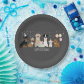 Assiettes En Carton Joyeux Chiens de fête d'anniversaire (Fête)