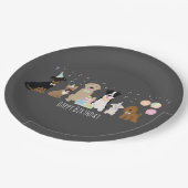 Assiettes En Carton Joyeux Chiens de fête d'anniversaire (Angle)