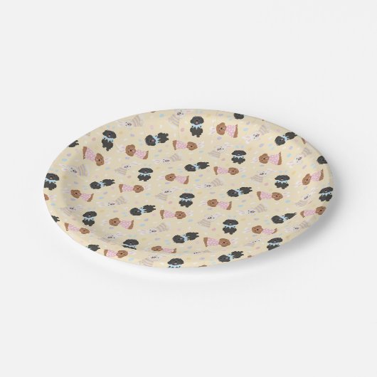 Assiettes En Carton Joyeux Chiens de Pâques (Angle)