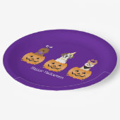 Assiettes En Carton Joyeux Chiens D'Halloween En Citrouille (Angle)