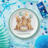 Assiettes En Carton Joyeux Chiens d'or d'excursion d'anniversaire (Fête)