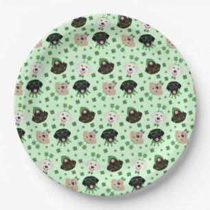 Assiettes En Carton Joyeux Chiens du Labrador Jour de la Saint Patrick