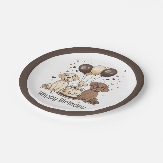 Assiettes En Carton Joyeux Chiens du Labrador Retriever (Angle)